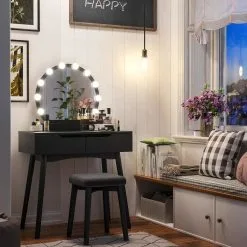 Meikkipöytä Selsey Gaga Peilillä, Musta -NORE Kalusteet Myymälä meikkipoyta selsey gaga peililla musta 626e0 palaute reference