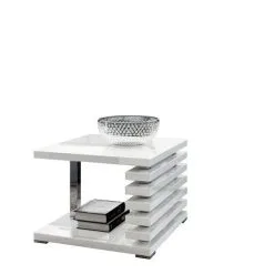 ADRK Furniture Messa, Kiiltävän Valkoisen Värinen Sohvapöytä