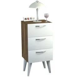 Kalune Design 731 Yöpöytä, 80 Cm, Valkoinen/ruskea