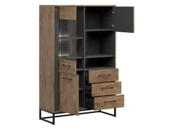 Black Red White Näytekaappi BRW Luton 2D1W3S, Ruskea/harmaa -NORE Kalusteet Myymälä naytekaappi brw luton 2d1w3s ruskeaharmaa a0fa2 netistai reference