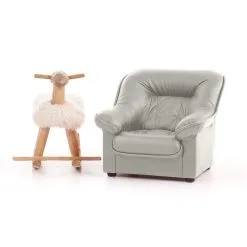 Nojatuoli Mini Spencer Lapsille, Päällystetty Nahalla, - Valge 5007