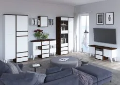 Meblocross Nordis 1D2S -vitriinikaappi, 90 X 42 X 191 Cm, Tummanruskea / Valkoinen -NORE Kalusteet Myymälä nordis 1d2s vitriinikaappi 90 x 42 x 3fb24 palaute reference