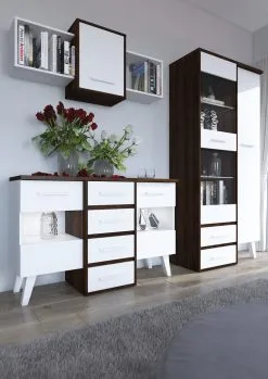 Meblocross Nordis 1D2S -vitriinikaappi, 90 X 42 X 191 Cm, Tummanruskea / Valkoinen -NORE Kalusteet Myymälä nordis 1d2s vitriinikaappi 90 x 42 x 5518a hinta reference