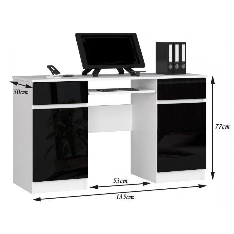 NORE A5 Työpöytä, Valkoinen/musta 3 NORE A5 Työpöytä, Valkoinen/musta - Image 3