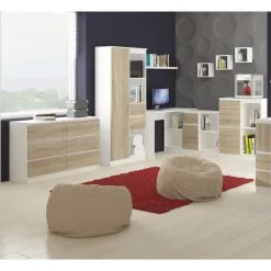 NORE A6 -työpöytä, Vasen Puoli, Valkoisen /tammen Sävyinen -NORE Kalusteet Myymälä nore a6 tyopoyta vasen puoli valkoisen tammen bfab6 netistai reference