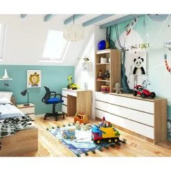 Nore A7 -kirjoituspöytä, Oikea, Tammi/valkoinen -NORE Kalusteet Myymälä nore a7 kirjoituspoyta oikea tammivalkoinen a21e9 netistai reference