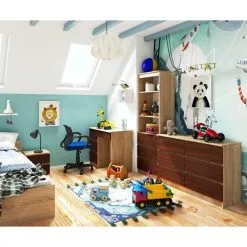 NORE A7 -työpöytä, Oikea, Tammi/tummanruskea -NORE Kalusteet Myymälä nore a7 tyopoyta oikea tammitummanruskea aa619 netistai reference