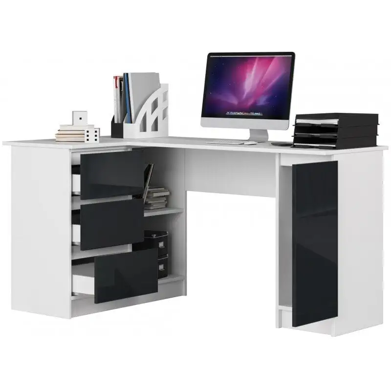 NORE B20 -kirjoituspöytä, Hyllystö Vasemmalla, 155 X 77 X 85 Cm, Valkoinen / Tummanharmaa 1 NORE B20 -kirjoituspöytä, Hyllystö Vasemmalla, 155 X 77 X 85 Cm, Valkoinen / Tummanharmaa