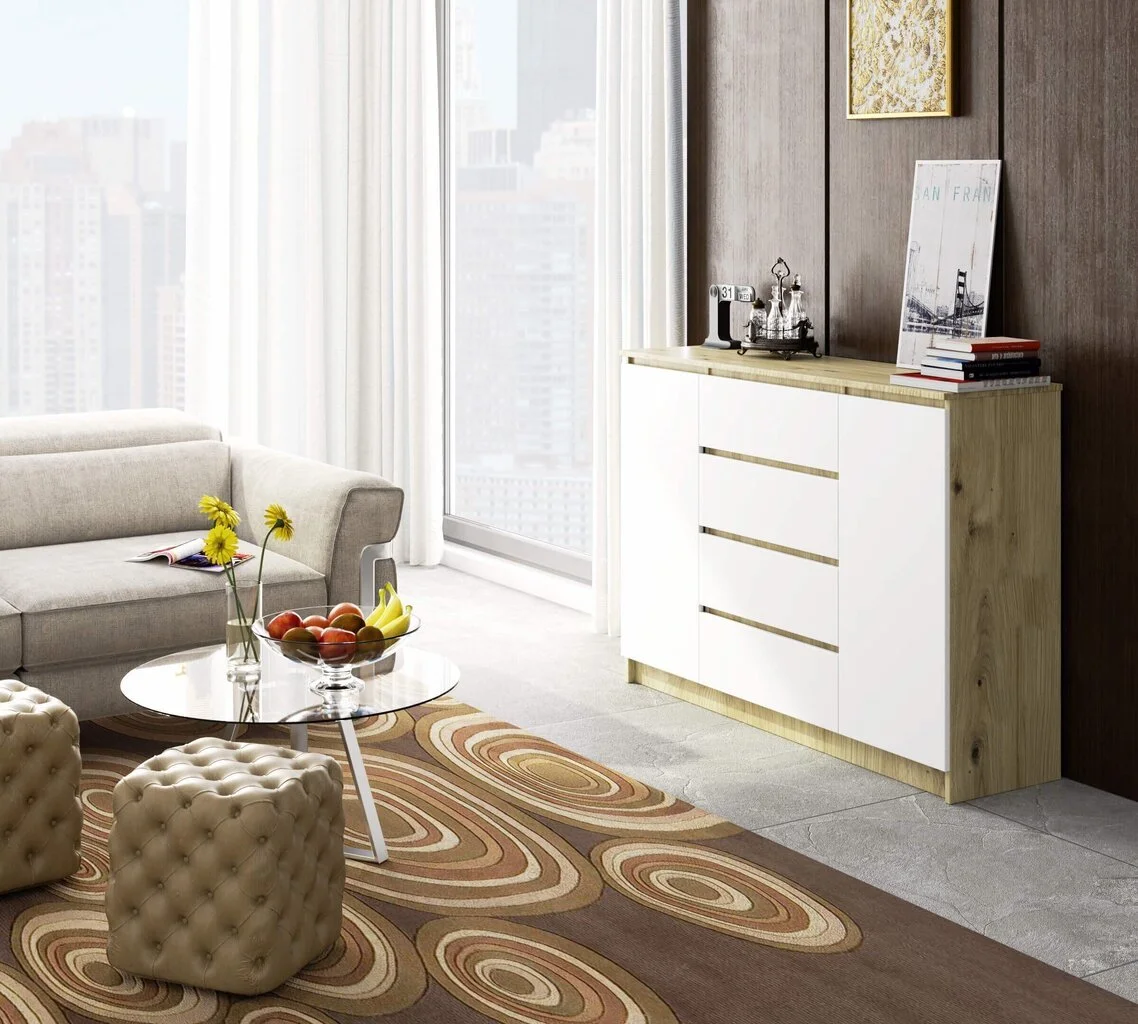 NORE : K140, 2/4 - Lipasto. Väri : Ruskeavalkoinen. 2 NORE : K140, 2/4 - Lipasto. Väri : Ruskeavalkoinen. - Image 2