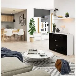 Nore K45 Lipasto, Valko/musta 8 Nore K45 Lipasto, Valko/musta -NORE Kalusteet Myymälä nore k45 lipasto valkomusta abafe netistai reference