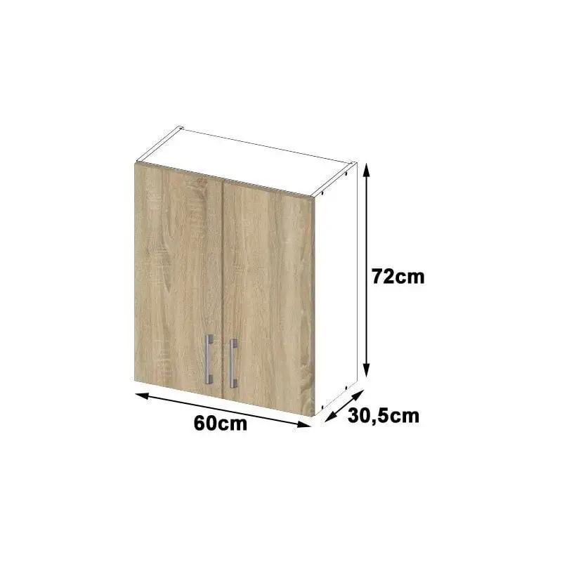 NORE Lima W60 D2 Seinälle Asennettava Keittiön Kaappi, Valkoisen / Tammisen Värinen 4 NORE Lima W60 D2 Seinälle Asennettava Keittiön Kaappi, Valkoisen / Tammisen Värinen - Image 4