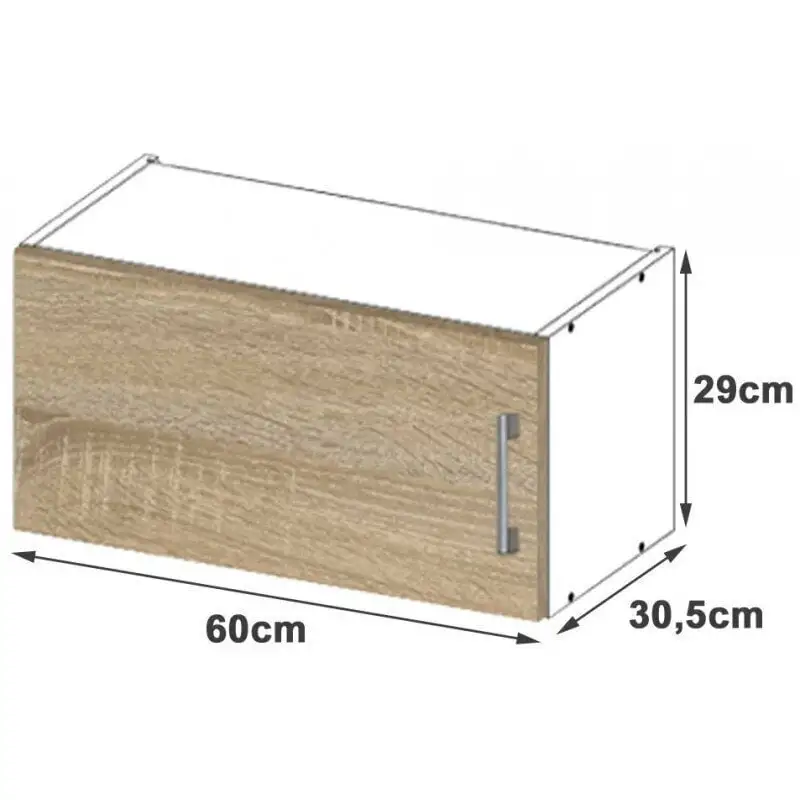 NORE Lima W60, Seinäkeittiön Kaappi Liesituulettimen Yläpuolelle Valkoinen / Tammi 3 NORE Lima W60, Seinäkeittiön Kaappi Liesituulettimen Yläpuolelle Valkoinen / Tammi - Image 3