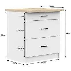 Keittiökaappi NORE Oliwia S80, 3 Laatikkoa, Valkoinen -NORE Kalusteet Myymälä nore oliwia s80 keittiokaappi 4 laatikkoa valkoinen 517ad netistai reference