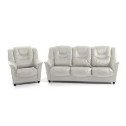 NORE Kalusteet Myymälä 6 Pehmeä Huonekalusetti Mann, 3+1, Päällystetty Nahalla, - Valge 5007, Musta Värvi Jalad