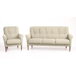 Pehmeä Kalustesarja Katri 3+1, , Beige Inari 22, Jalat - Pähkinäpuu