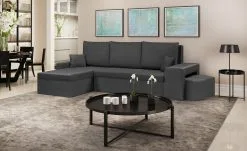 Pehmeä Kulmasohva Bellezza Dakota, Tummanharmaa