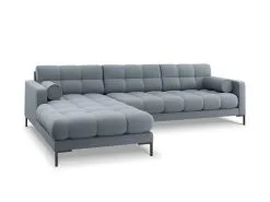 Pehmeä Kulmasohva Cosmopolitan Design Bali, Veluuri, Vaaleansininen/musta