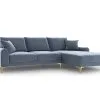 Pehmeä Kulmasohva Mazzini Sofas Madara, Veluuri, Vaaleansininen/kultainen
