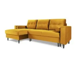 Pehmeä Kulmasohva Micadoni Home Leona 4S, Keltainen/musta