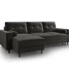 Pehmeä Kulmasohva Micadoni Home Leona, Tummanharmaa/musta