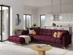 Pehmeä Kulmasohva Micadoni Home Mamaia 5S, Tummanpunainen/kulta -NORE Kalusteet Myymälä pehmea kulmasohva micadoni home mamaia 5s tummanpunainenkulta 0292d palaute reference