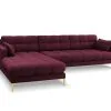 Pehmeä Kulmasohva Micadoni Home Mamaia 5S, Tummanpunainen/kulta