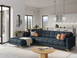 Pehmeä Kulmasohva Micadoni Home Mamaia 5S, Väri Tummansininen/kulta -NORE Kalusteet Myymälä pehmea kulmasohva micadoni home mamaia 5s vari 6ca5a netistai reference