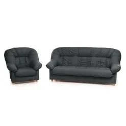 Pehmustettu Huonekalusetti Aleksandra 3 + 1, Pehmustetut Huonekalusetti Aleksandra 3 + 2, Musta 0101, Jalat - Koivu, Pehme Mööbli Komplekt Aleksandra 3 + 2, Must 0101, Jalad - Kask