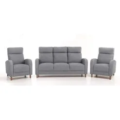 Pehmustettu Kalustesarja Paris 3+1+1, , Vaaleanharmaa Inari 918, Jalat - Pähkinäpuu