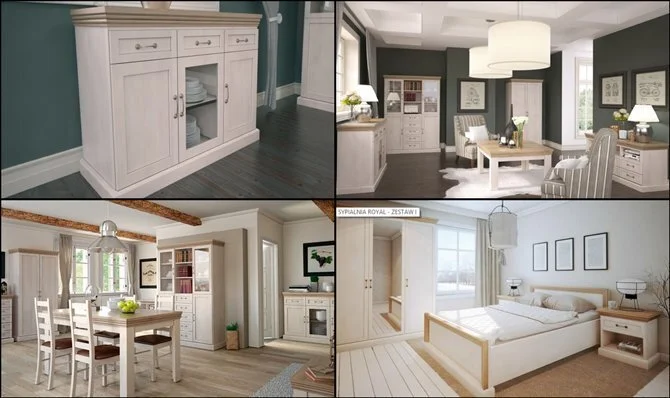 Gala Meble Pöytä Royal, Valkoinen / Tammi 2 Gala Meble Pöytä Royal, Valkoinen / Tammi - Image 2