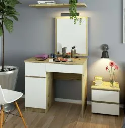 NORE Pukeutumispöytä Peilillä 50x60 Cm, Artisan Tammi / Valkoinen 5 NORE Pukeutumispöytä Peilillä 50x60 Cm, Artisan Tammi / Valkoinen -NORE Kalusteet Myymälä pukeutumispoyta peililla 50x60 cm artisan tammi valkoinen 39068 netistai reference