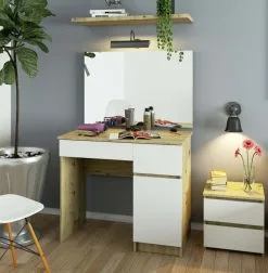 NORE Pukeutumispöytä Peilillä 90x60 Cm, Artisan Tammi/valkoinen 6 NORE Pukeutumispöytä Peilillä 90x60 Cm, Artisan Tammi/valkoinen -NORE Kalusteet Myymälä pukeutumispoyta peililla 90x60 cm artisan tammivalkoinen 18af7 netistai reference