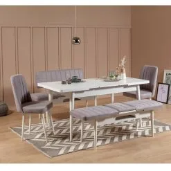 Ruokailuryhmä Kalune Design 869 (I), Valkoinen / Vaaleanharmaa. -NORE Kalusteet Myymälä ruokailuryhma kalune design 869 i valkoinen vaaleanharmaa c4bce hinta reference