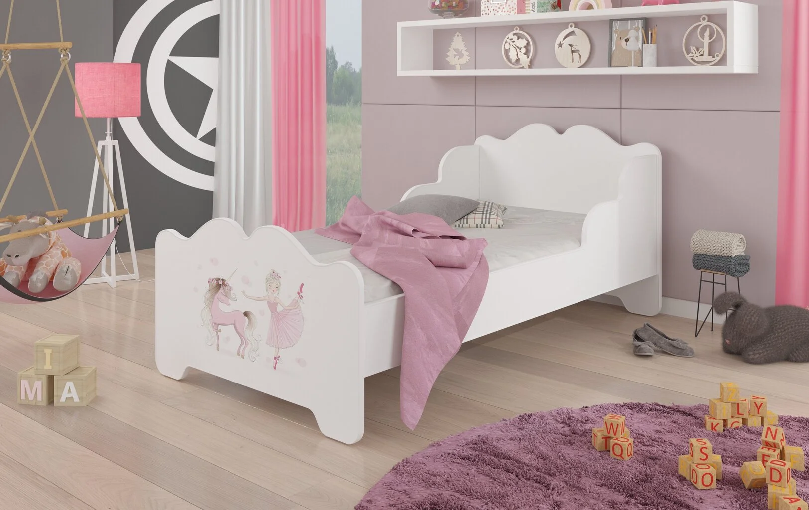 Sänky ADRK Furniture Ximena Ballerina With Unicorn, 160x80 Cm, Valkoinen 2 Sänky ADRK Furniture Ximena Ballerina With Unicorn, 160x80 Cm, Valkoinen - Image 2