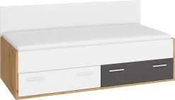 Sänky Meblocross Hey 10, 90x200 Cm, Valkoinen/tummanharmaa