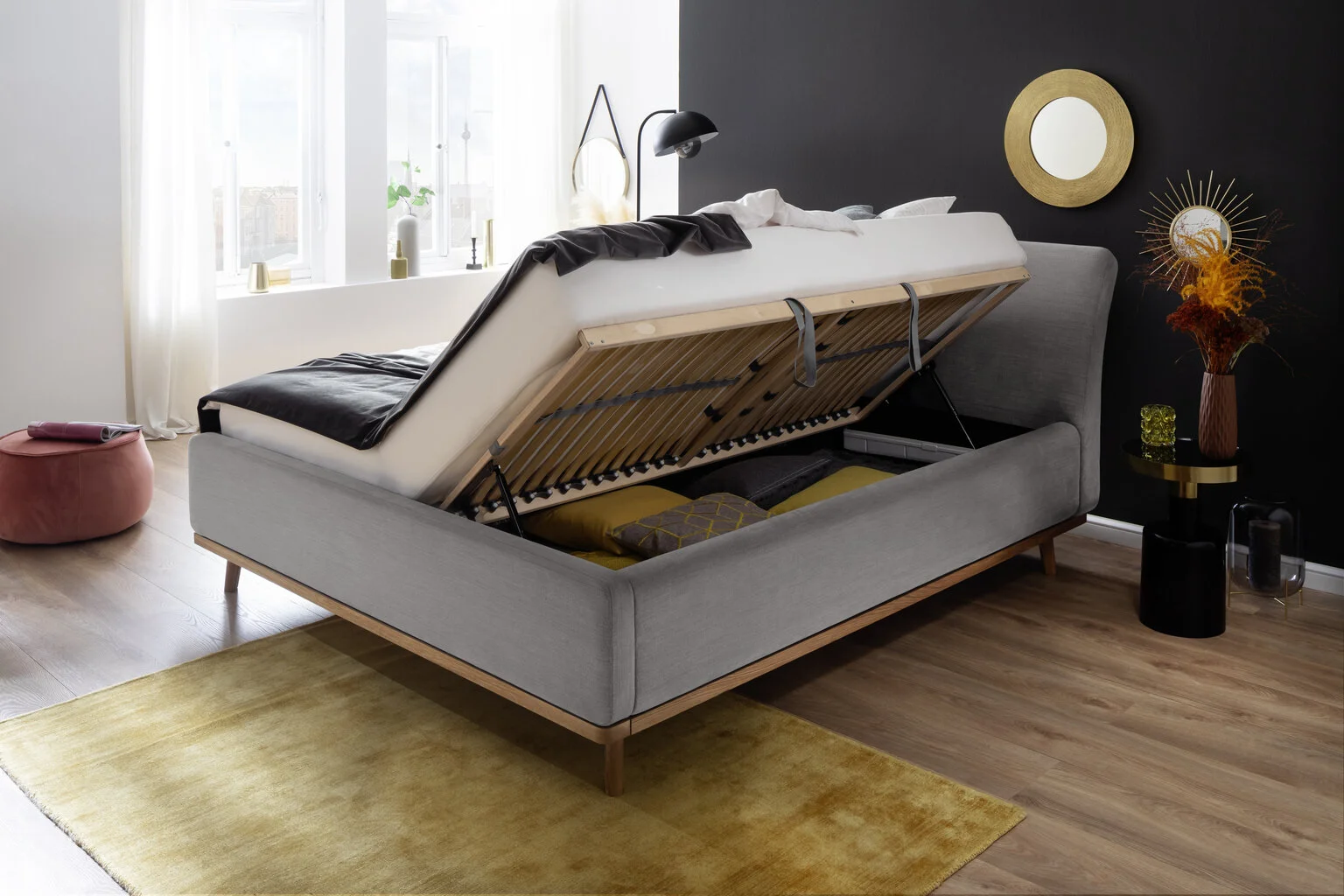 Sänky Meise Mila, 160x200 Cm, Vaaleanharmaa 2 Sänky Meise Mila, 160x200 Cm, Vaaleanharmaa - Image 2