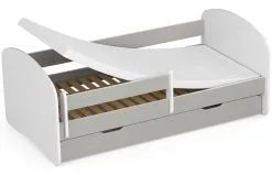 Sänky Patjalla, Vuodevaatelaatikko Ja Irrotettava Suojapeite NORE Smile, 160x80 Cm, Valkoinen/harmaa -NORE Kalusteet Myymälä sanky patjalla vuodevaatelaatikolla ja irrotettavalla suojalla nore 2bd60 netistai reference