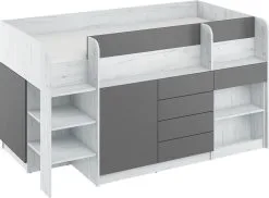 Sänky Työpöydällä Smile L, Valkoinen/harmaa.