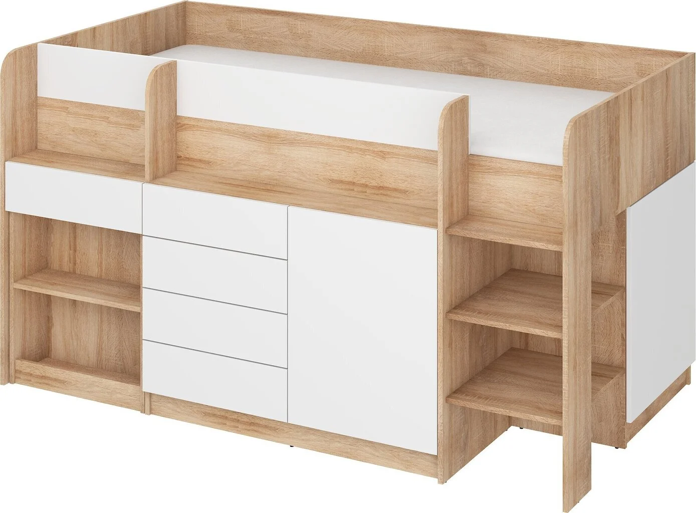 Sänky Työpöydällä Smile P, Tammen Väri / Valkoinen 1 Sänky Työpöydällä Smile P, Tammen Väri / Valkoinen