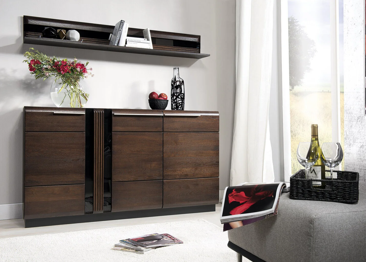 Seinähylly Porti, Suklaa-tammi 2 Seinähylly Porti, Suklaa-tammi - Image 2