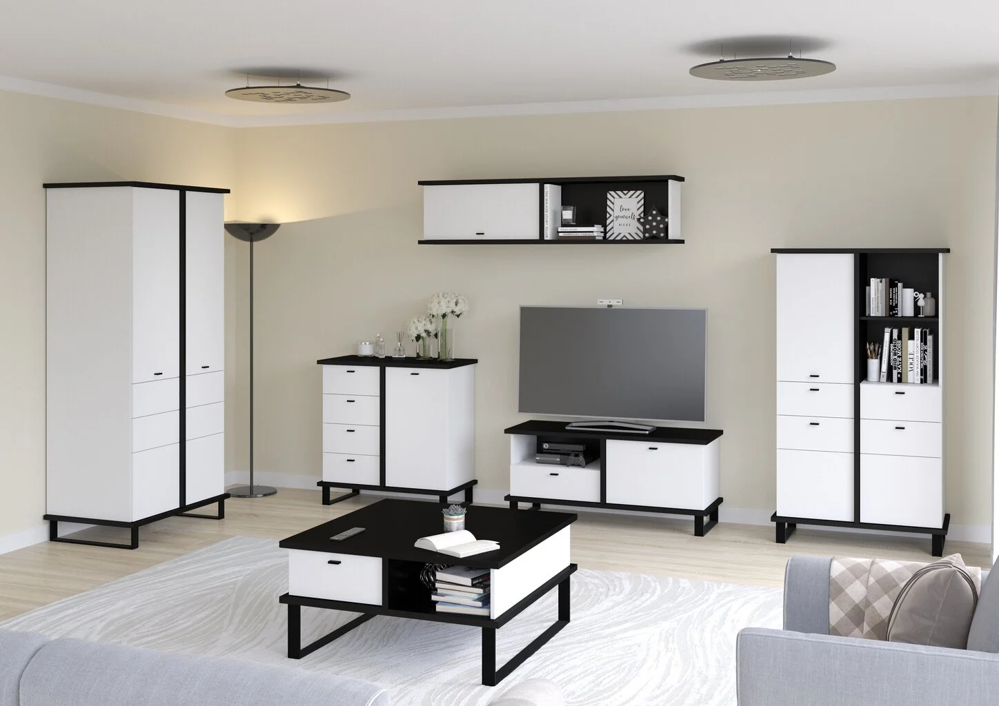 Seinäkaappi Meblocross Cross Cro-22 D, Musta/valkoinen 2 Seinäkaappi Meblocross Cross Cro-22 D, Musta/valkoinen - Image 2