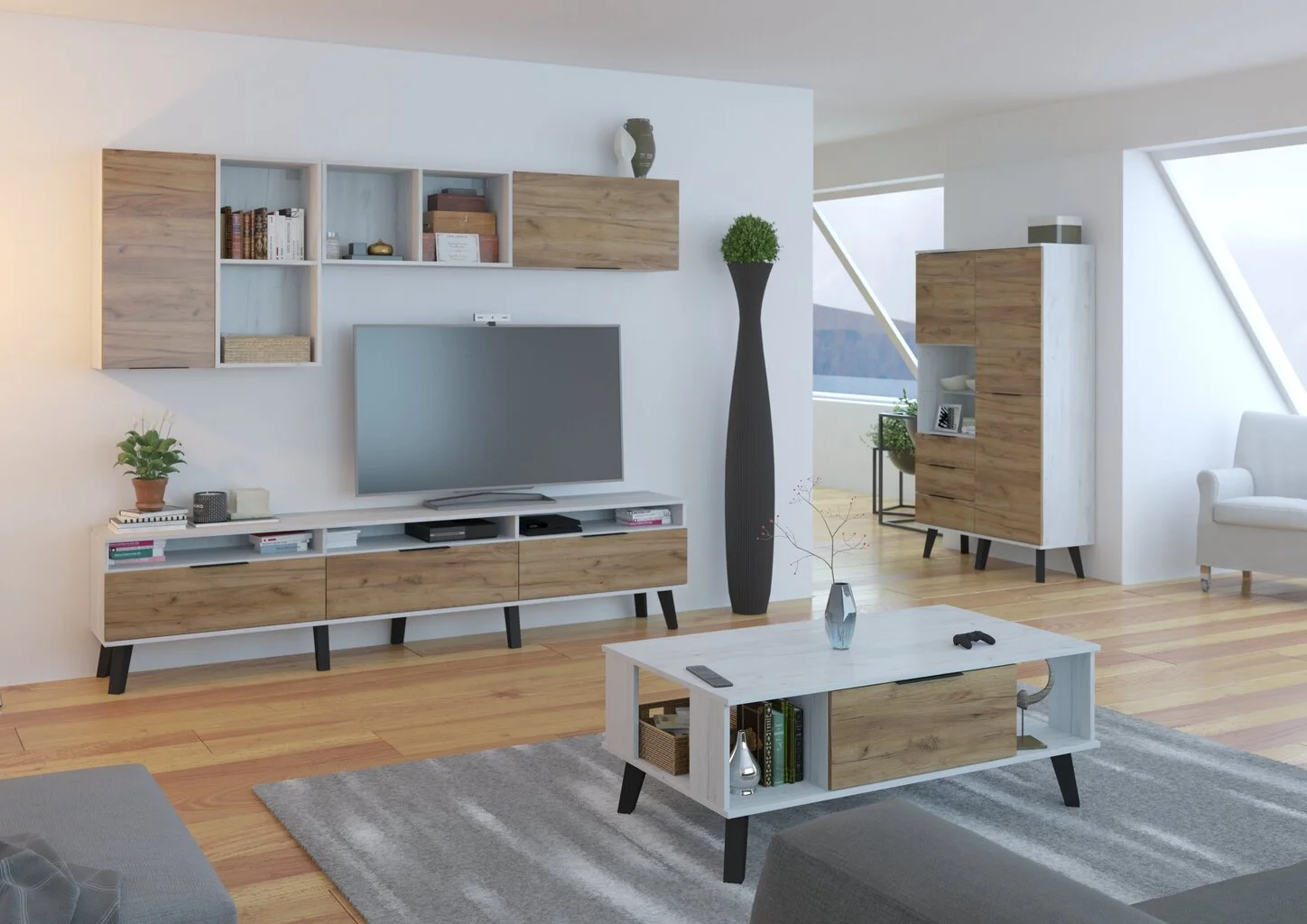 Meblocross Seinäkaappi Sven 1DPN, Valkoinen/ruskea 3 Meblocross Seinäkaappi Sven 1DPN, Valkoinen/ruskea - Image 3