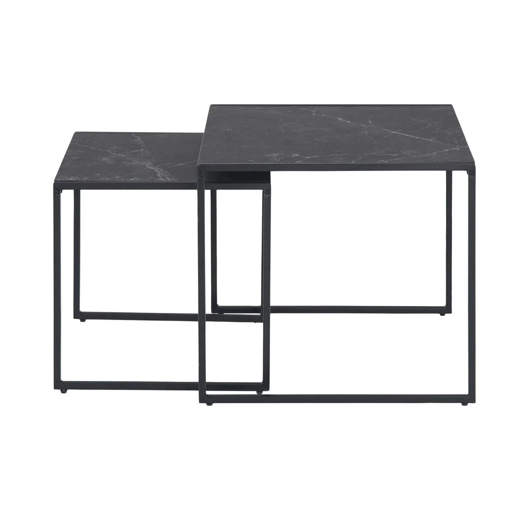 Sohvapöydät 2 Kpl INFINITY, 50x50xH45cm, Musta Marmori 3 Sohvapöydät 2 Kpl INFINITY, 50x50xH45cm, Musta Marmori - Image 3