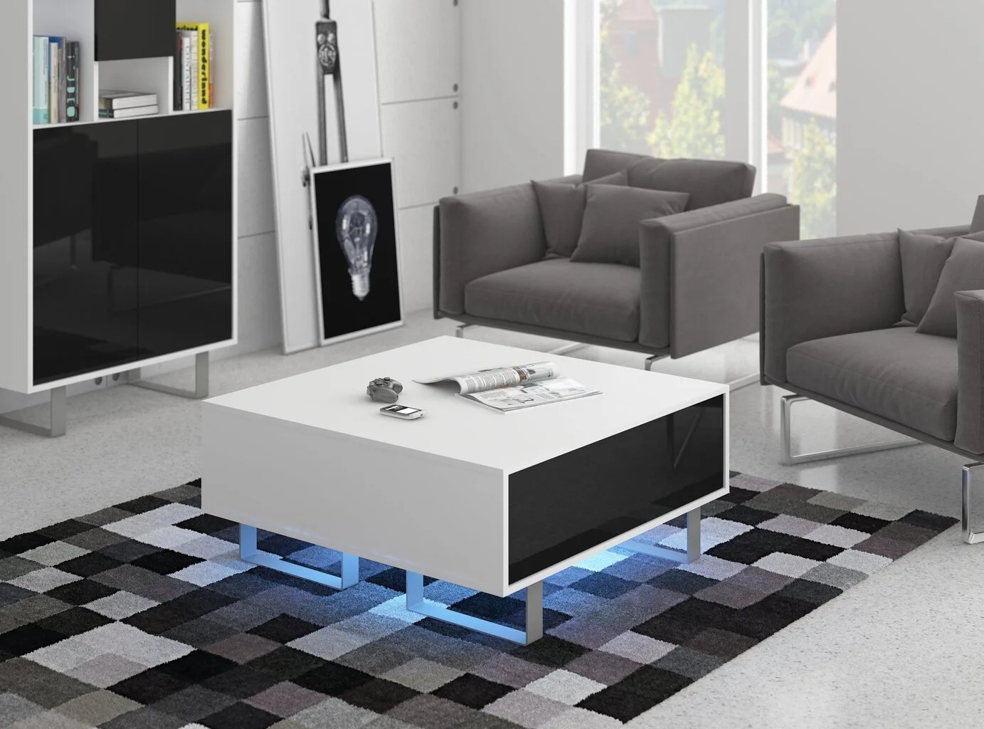 Meblocross Sohvapöytä King 8, Valkoinen/musta 1 Meblocross Sohvapöytä King 8, Valkoinen/musta