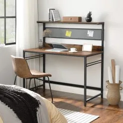 Songmics-pöytä Hyllyllä, 120x60 Cm, Ruskea/musta -NORE Kalusteet Myymälä songmics poyta hyllylla 120x60 cm ruskeamusta 1666a netistai reference