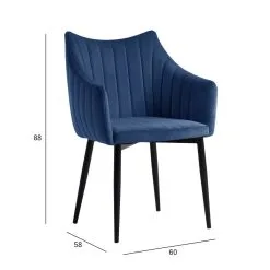 Home4you Tuoli BRETA 60x58xH88cm, Tummansinistä Samettia -NORE Kalusteet Myymälä tuoli breta 60x58xh88cm tummansinista samettia db391 osta reference