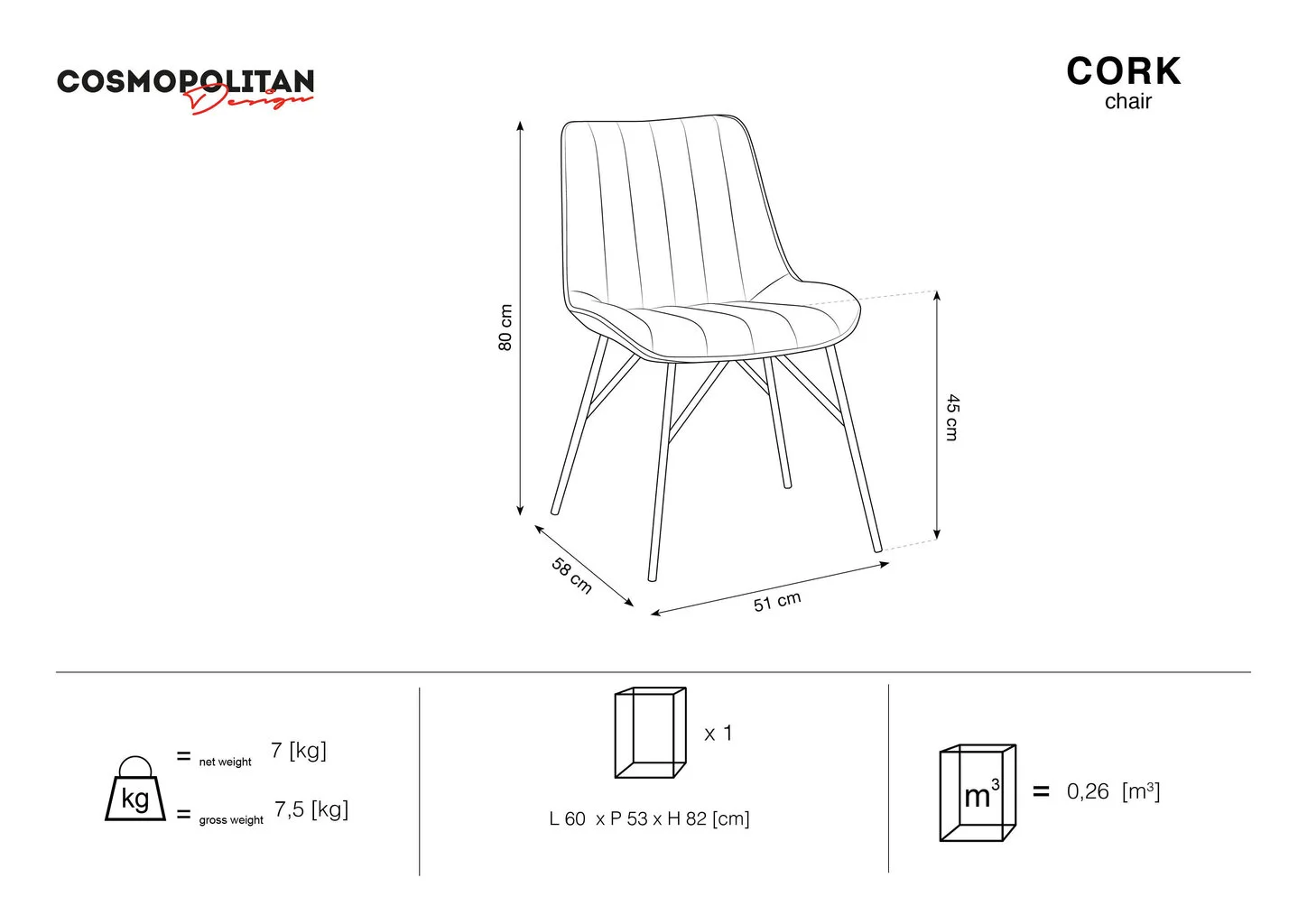 Tuoli Cosmopolitan Design Cork, Tummanharmaa 5 Tuoli Cosmopolitan Design Cork, Tummanharmaa - Image 5