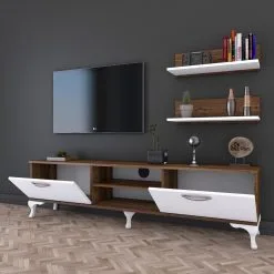 TV-kalustesarja Kalune Design A4, Ruskea / Valkoinen -NORE Kalusteet Myymälä tv kalustesarja kalune design a4 ruskea valkoinen 2508f netistai reference