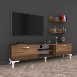 TV-kalustesarja Kalune Design A4, Ruskea / Valkoinen -NORE Kalusteet Myymälä tv kalustesarja kalune design a4 ruskea valkoinen 285cf netistai reference