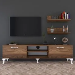 TV-kalustesarja Kalune Design A4, Ruskea / Valkoinen